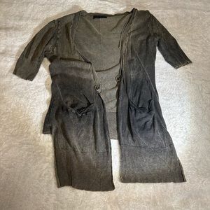 All Saints "Caraway Cardigan" Cotton/Linen short sleeve asymmetrical UK14/US10